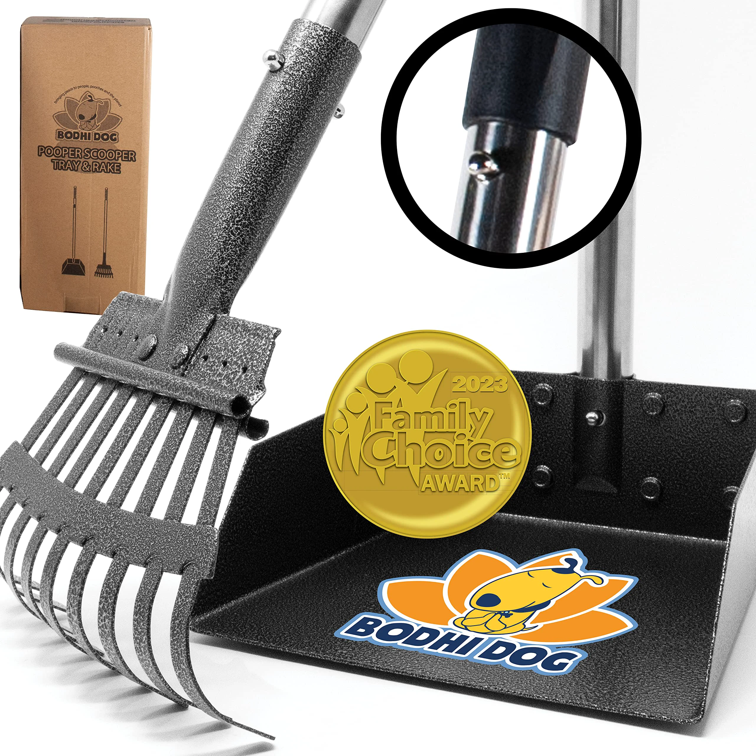 Smooth Bodhi Dog Pooper Scooper for Small to Large Dogs — Heavy-Duty Metal Tray Rake Original Design