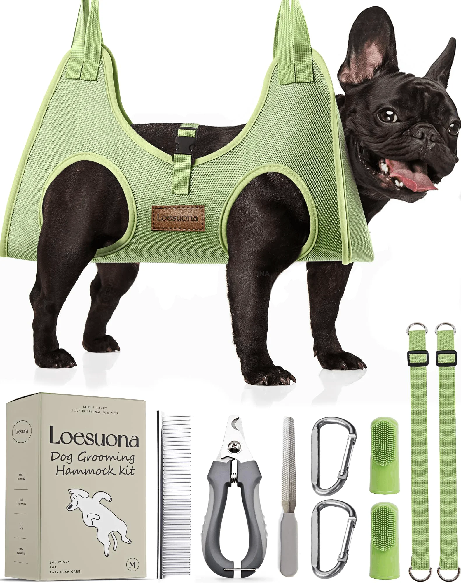 Secure Loesuona Dog Grooming Hammock – Nail Trim Sling for Dogs Cats Clippers Included Organic
