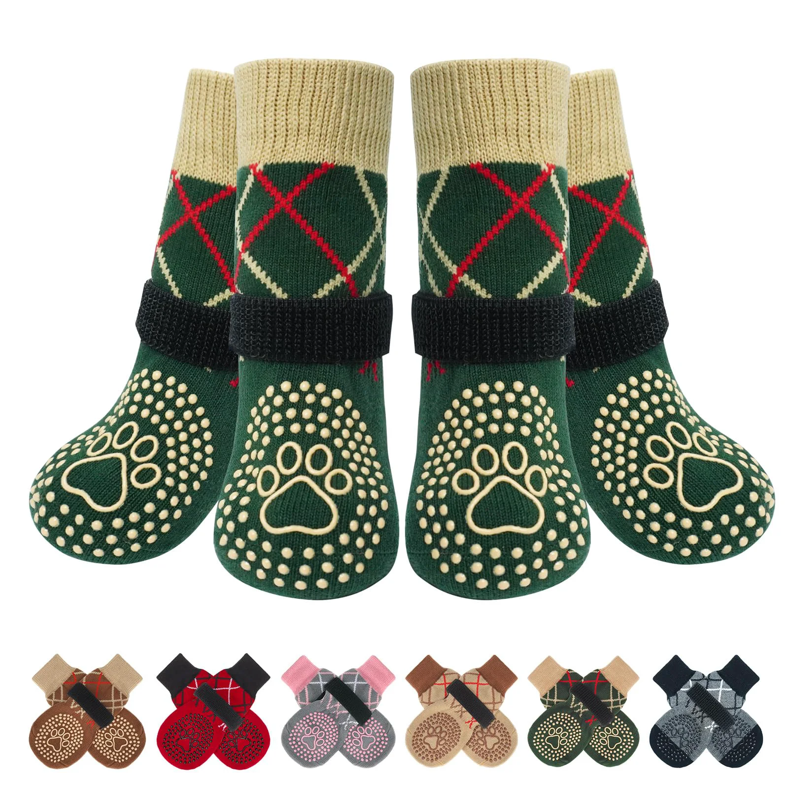Lightweight BEAUTYZOO 6PCS Dog Socks to Prevent Licking Paws Anti Slip Dog Shoes for Hot Pavement Hardwood Floors Traction Control Toe Grips Boots Paw Protectors for Small Medium Large Senior Dogs Green M Refined