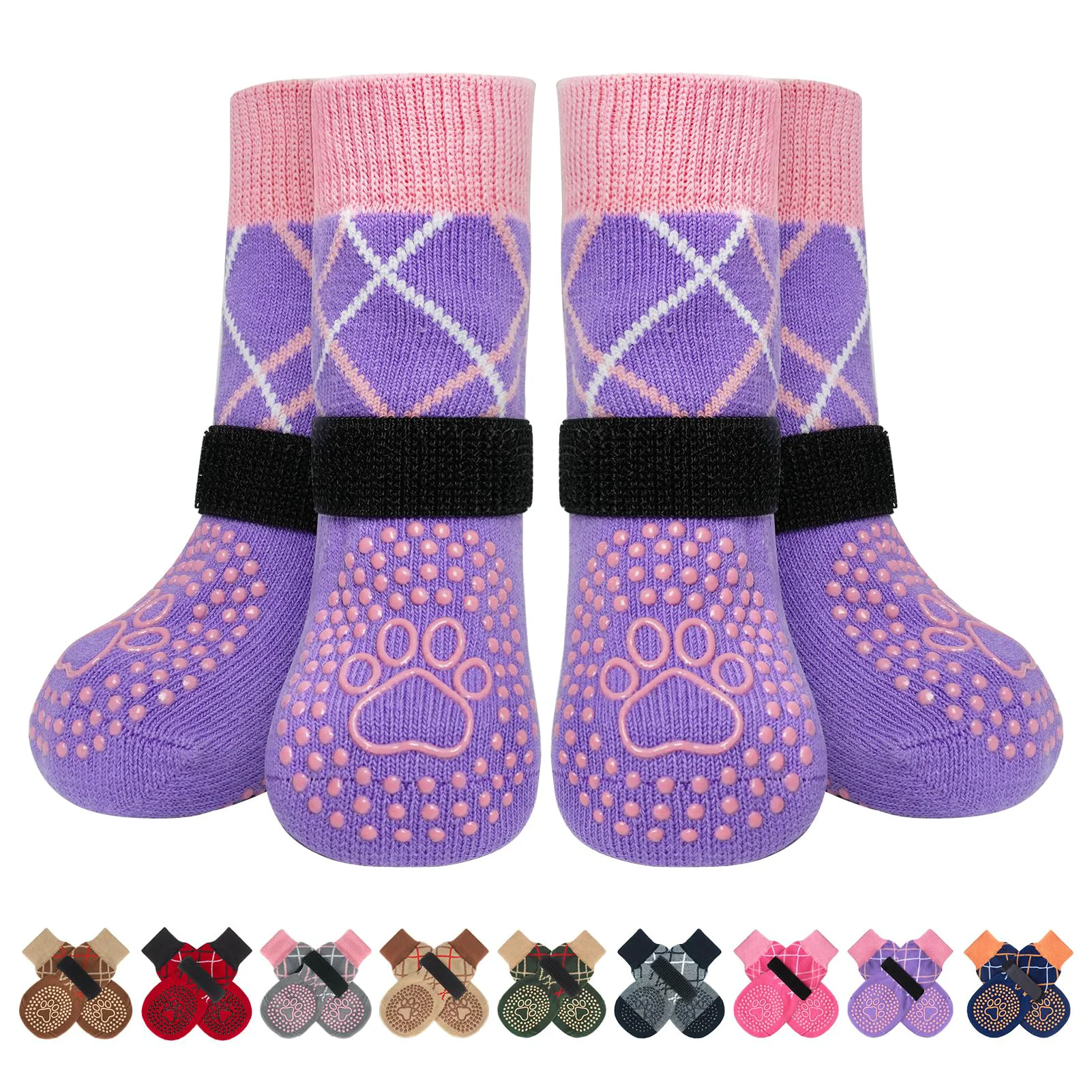 Functional BEAUTYZOO 6PCS Dog Socks Purple SM — Anti-Slip Paw Protectors for Indoor Traction Hot Pavement Floors Specialty
