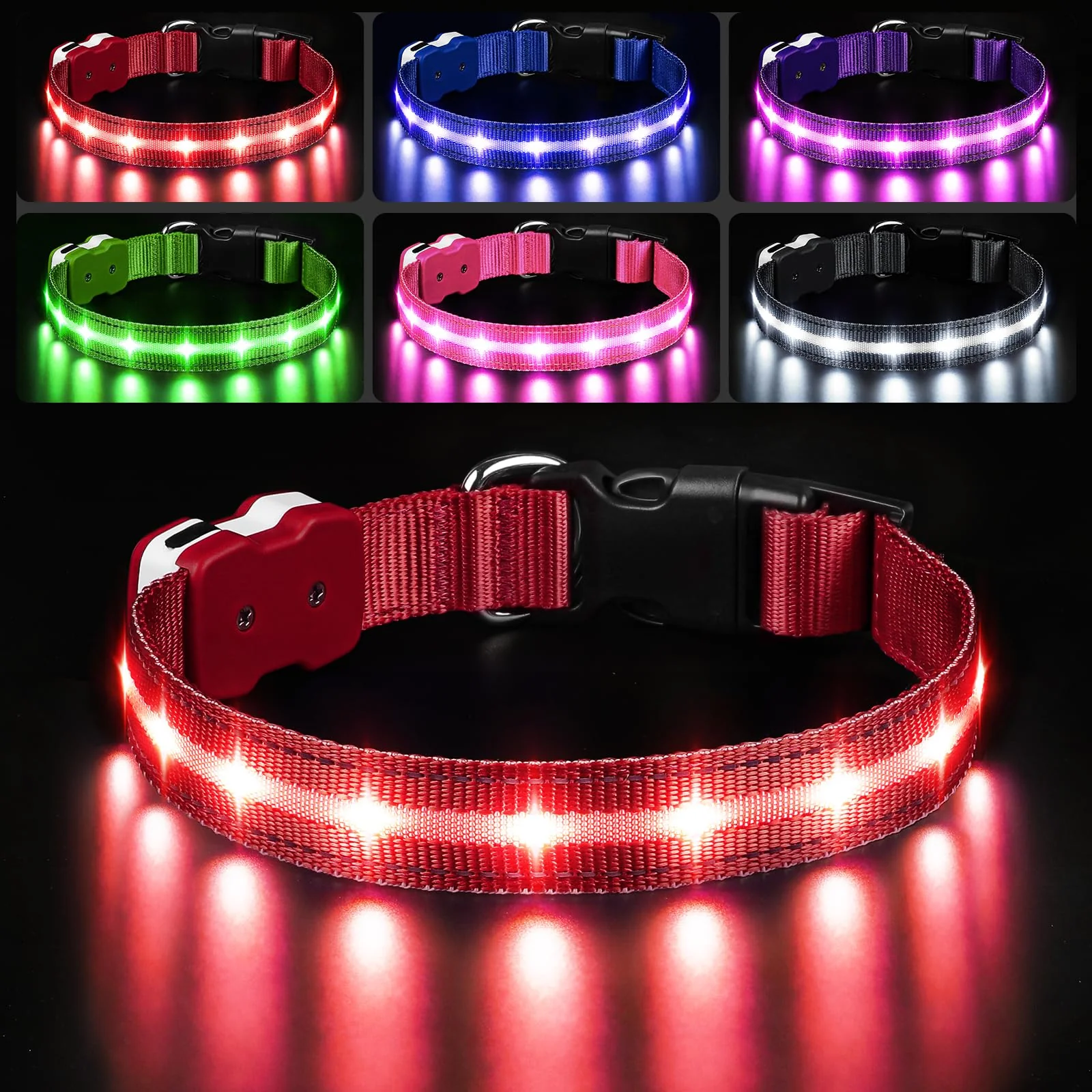 Smooth PcEoTllar Light Up Dog Collar - Rechargeable Waterproof LED Collar for All Sizes Dependable