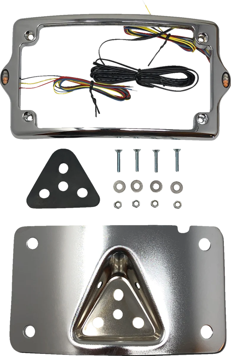 Functional KODLIN USA License Plate Kit - Amber Red White - Chrome KUS20351 Healthy