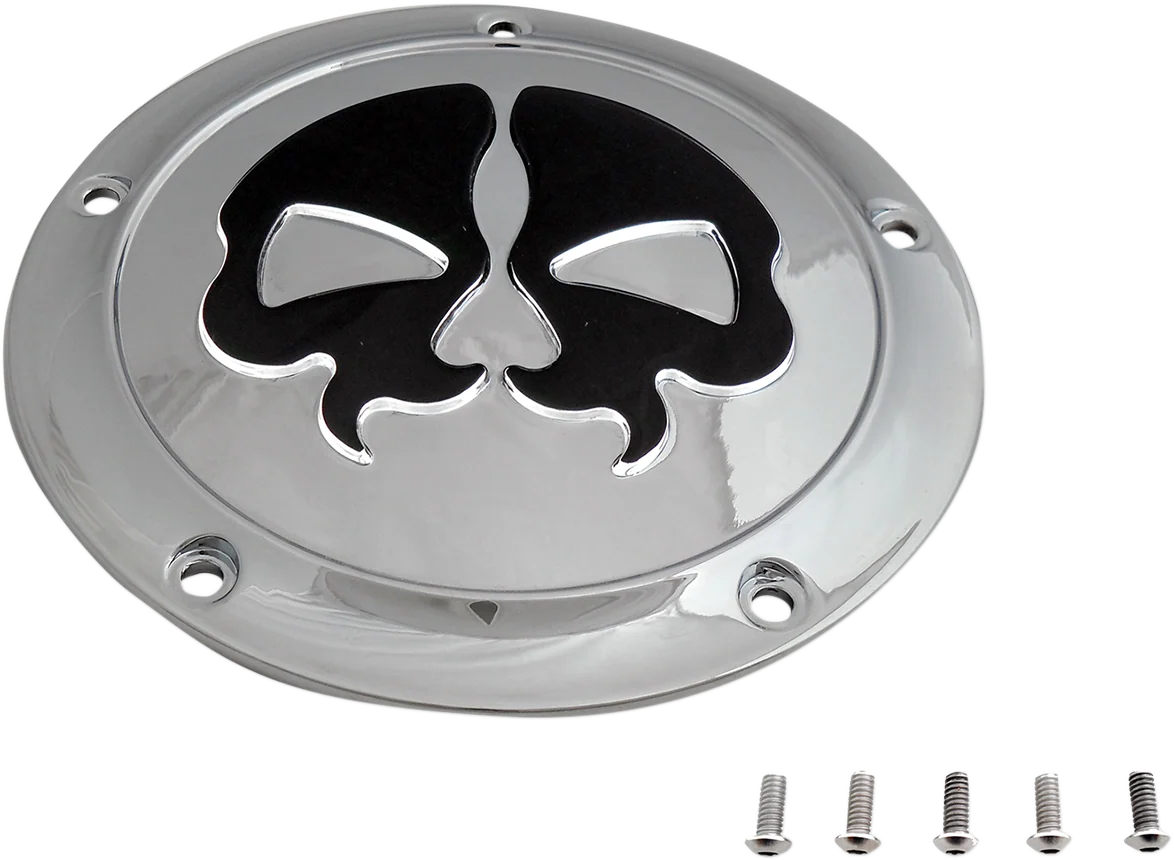 Genuine DRAG SPECIALTIES Split Skull Derby Cover - Chrome - Touring 78046 Premium