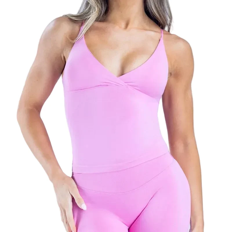 World-Class Women Seamless Cross Back Sports Vest With Padded Backless Camisole For Gym Yoga Running Summer Workout Advanced