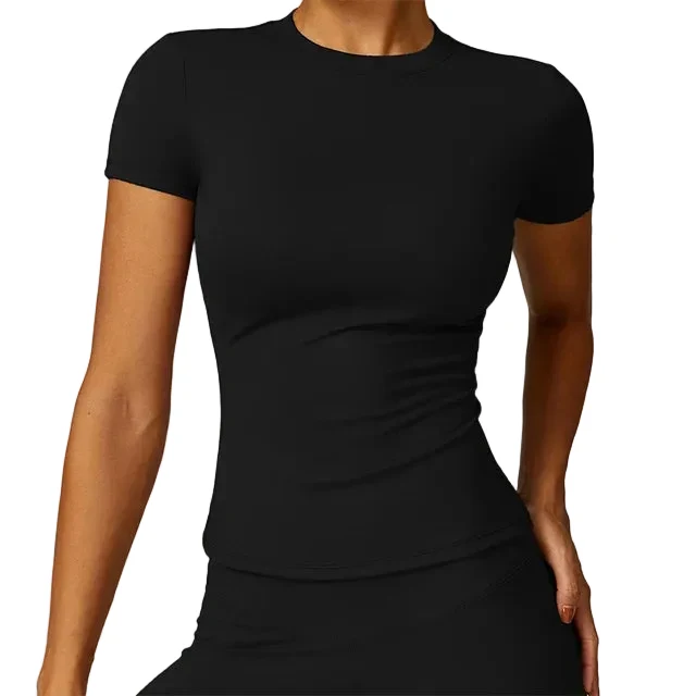 Next-Generation Womens Breathable Quick Dry Nylon Spandex Gym Yoga T Shirt Round Neck Stretchy Active Top For Fitness Running Crafted