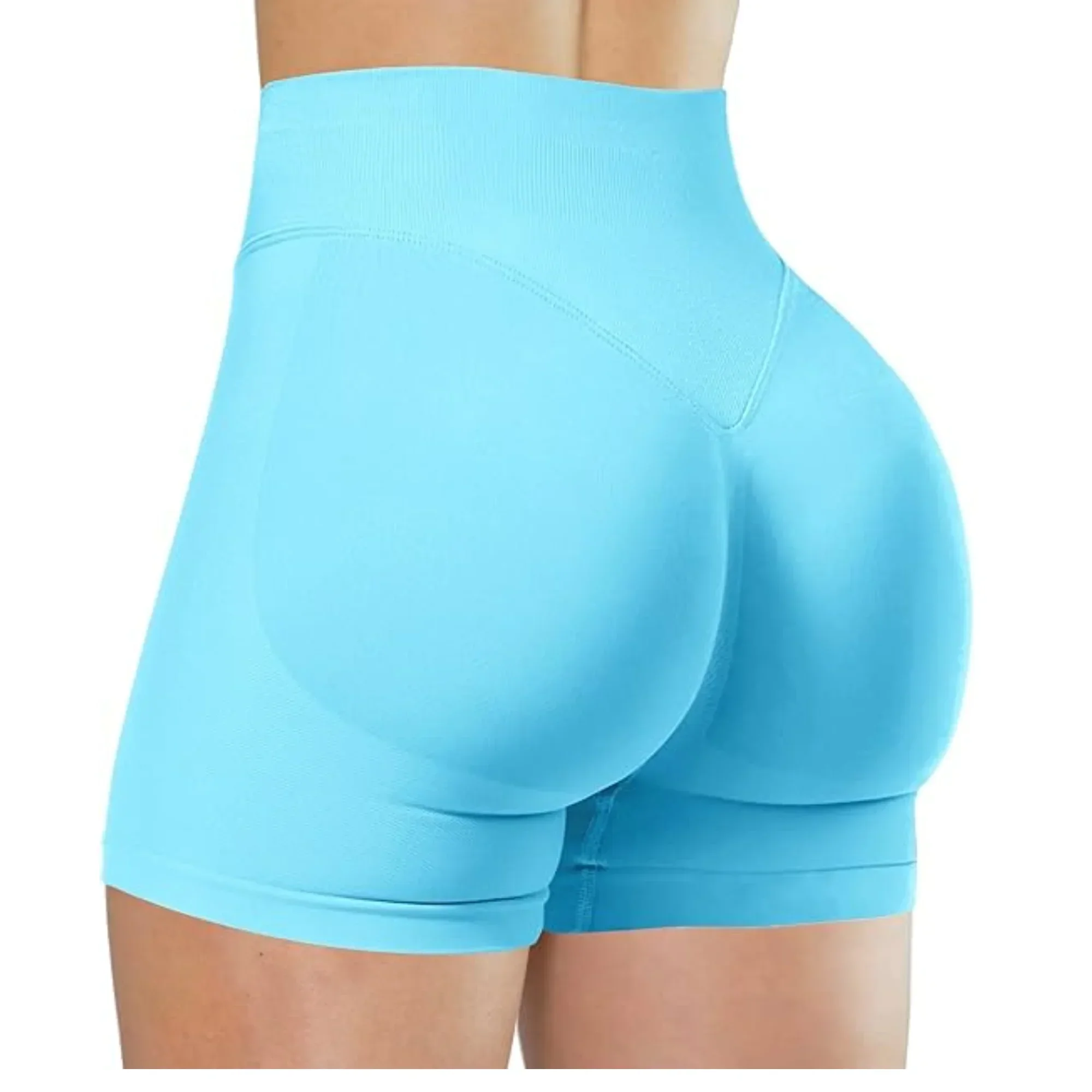 Outstanding Summer High Waisted Yoga Shorts For Women Fashionable Fitness Running Pants Solid Color Elastic Tights Official