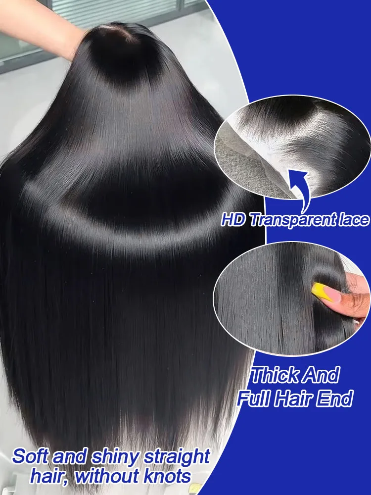 Artisan 40 Inch Bone Straight Human Hair Wig 13x4 13x6 HD Transparent Lace Wig Genuine